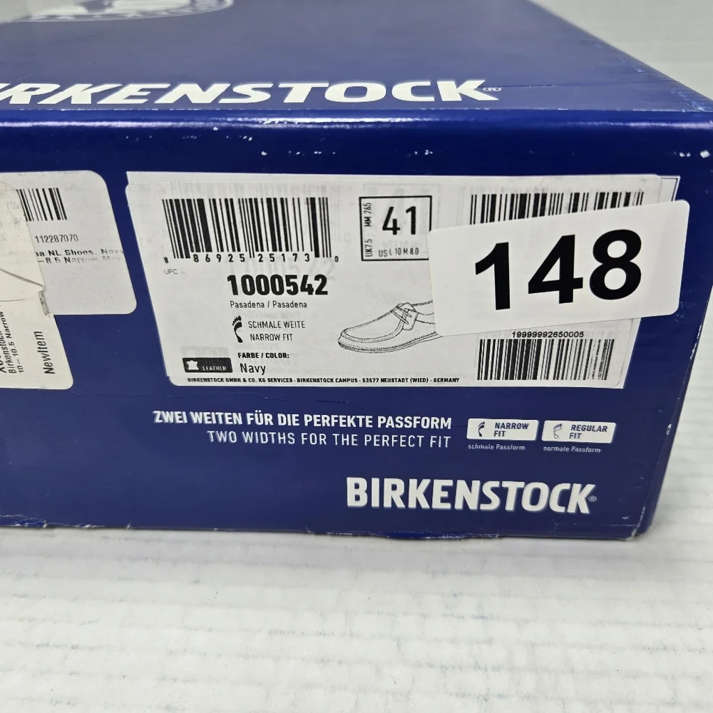Birkenstock Unisex Pasadena Blue Leather Oxford Slipon Shoes EU 41 reg US W10/M8